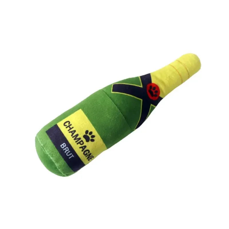 Funny Plush Dog Toys Beer Bottle Shaped Small Large Dogs Squeak Sound Clean Teeth Chew Toy Pets Interactive Playing Supplies