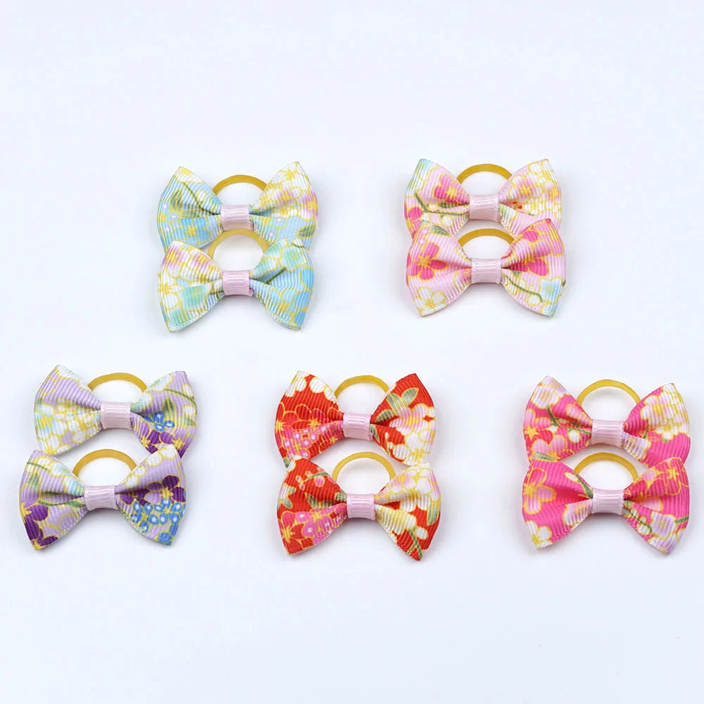 5 Pairs Small Dog Ribbon Bow Elastic Rubber Band Puppy Hair Accessories 15 Types Dog Hair Clip Cute Hairpin For Dog Cat Hair Bow