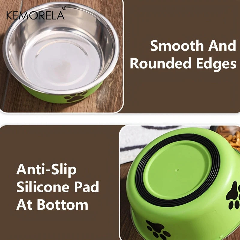 Non-Slip Dog Bowl For Large Medium And Small Cats And Dogs Drinking Water Feeding Pet Bowl Stainless Steel Pet Food Bowl
