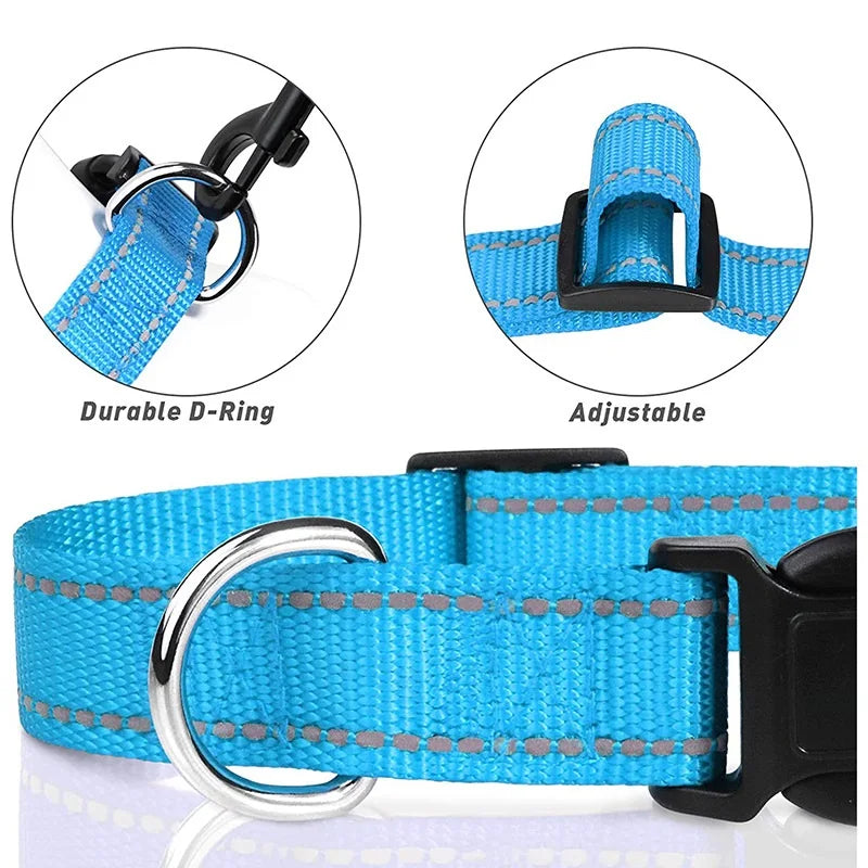10 Colors Pet Dog Collar Nylon Neck Collar for Small Mdium Large Dog Chihuahua Leash Reflective Collars Supplies Pet Accessories