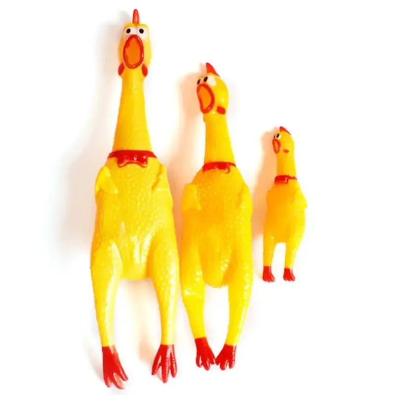1PCS New Pet Dog Squeak Toy Screaming Chicken Squeeze Dog Chew Toy Durable And Fun Yellow Rubber Exhaust Chicken Toys