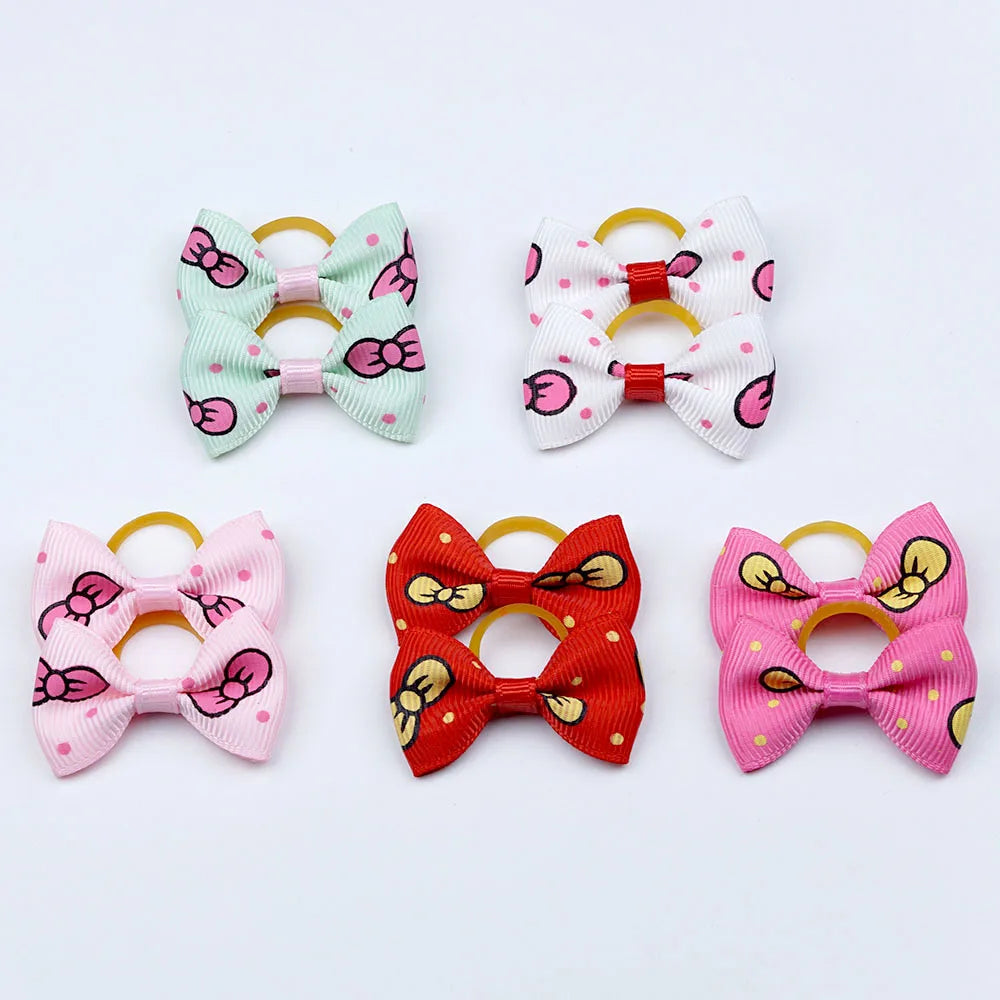 5 Pairs Small Dog Ribbon Bow Elastic Rubber Band Puppy Hair Accessories 15 Types Dog Hair Clip Cute Hairpin For Dog Cat Hair Bow