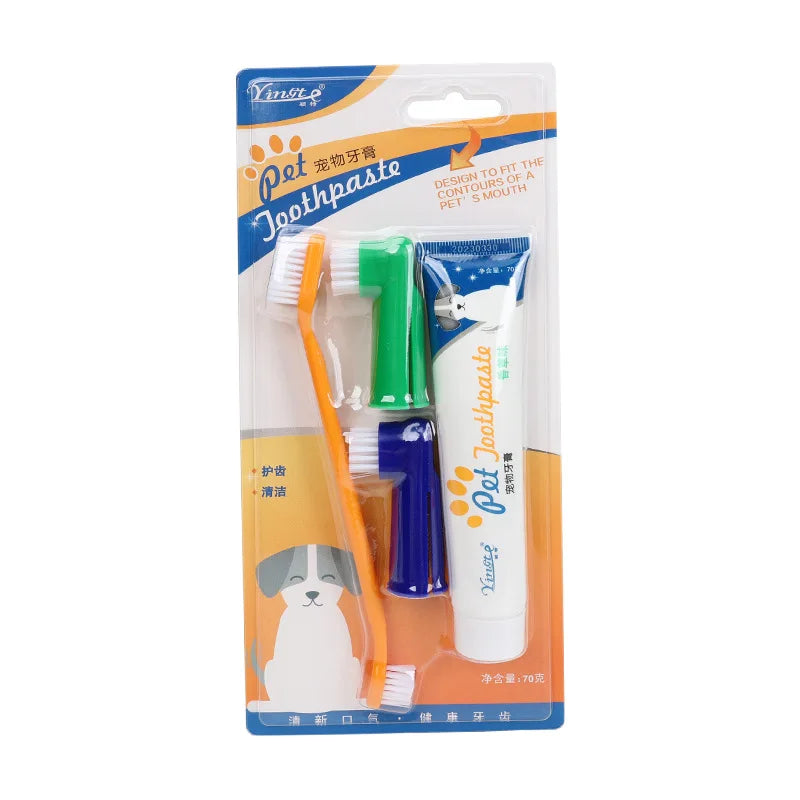 Pet Toothpaste Toothbrush Dog Cat Teeth Cleaning Dog Cat Fingertips Cat Dog Disposable Toothbrush Toothpaste Set