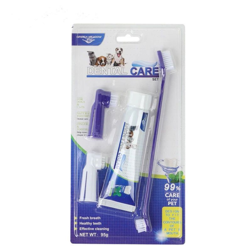 Pet Toothpaste Toothbrush Dog Cat Teeth Cleaning Dog Cat Fingertips Cat Dog Disposable Toothbrush Toothpaste Set