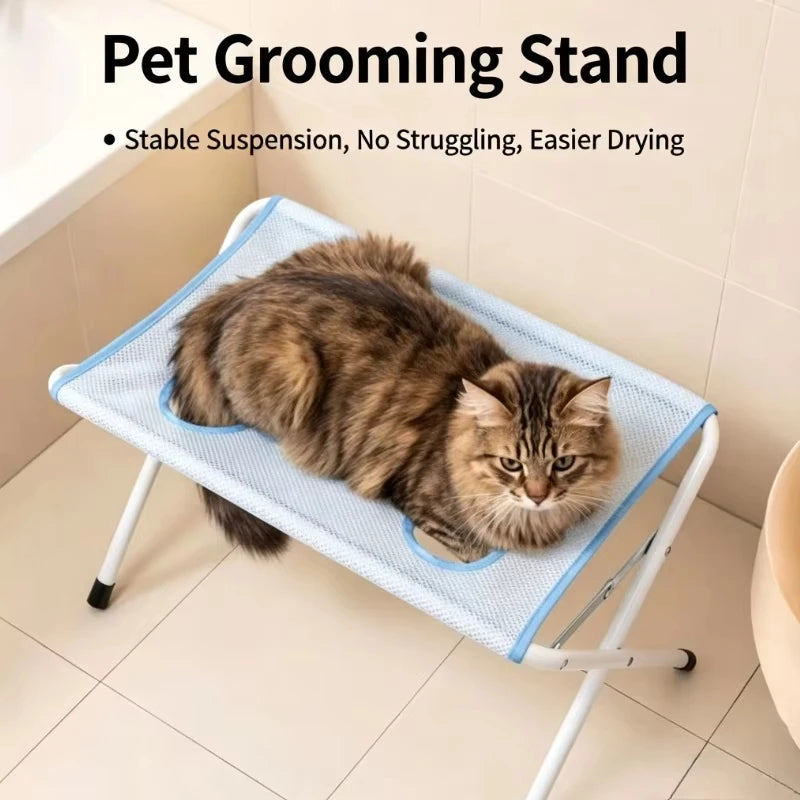 Portable Pet Grooming Bath Hammock Stand Adjustable Dog Cat Washing Restraint Mesh Support Rack Foldable Pet Bathing Drying Groo
