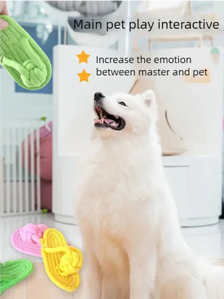 Durable Cotton Rope Slipper Knot Dog Chew Toy Small Dog Interactive Teeth Cleaning Molar Tartar Removal Safe Pet Chew Supplies