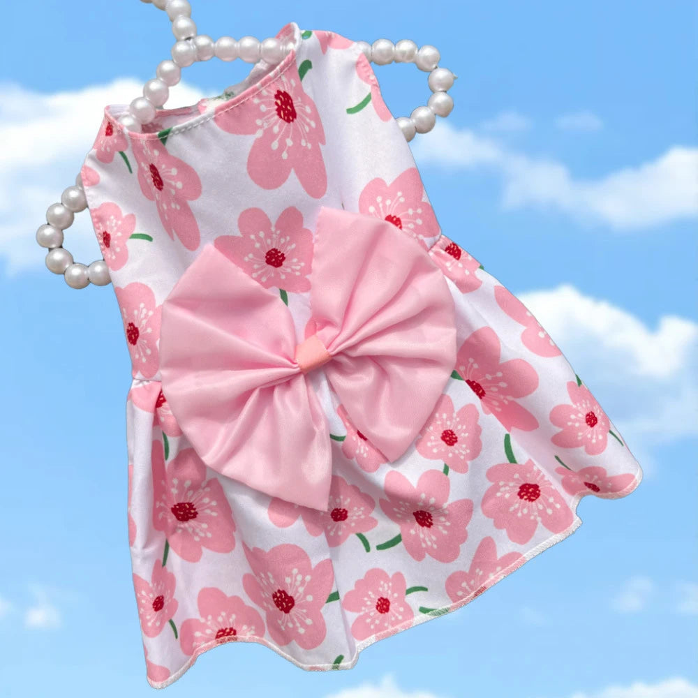 Puppy Princess Dress Summer Kitten Pet Skirt Cute Floral Printed Bow Dog Dresses For Small Medium Puppy Clothing Pet Supplies