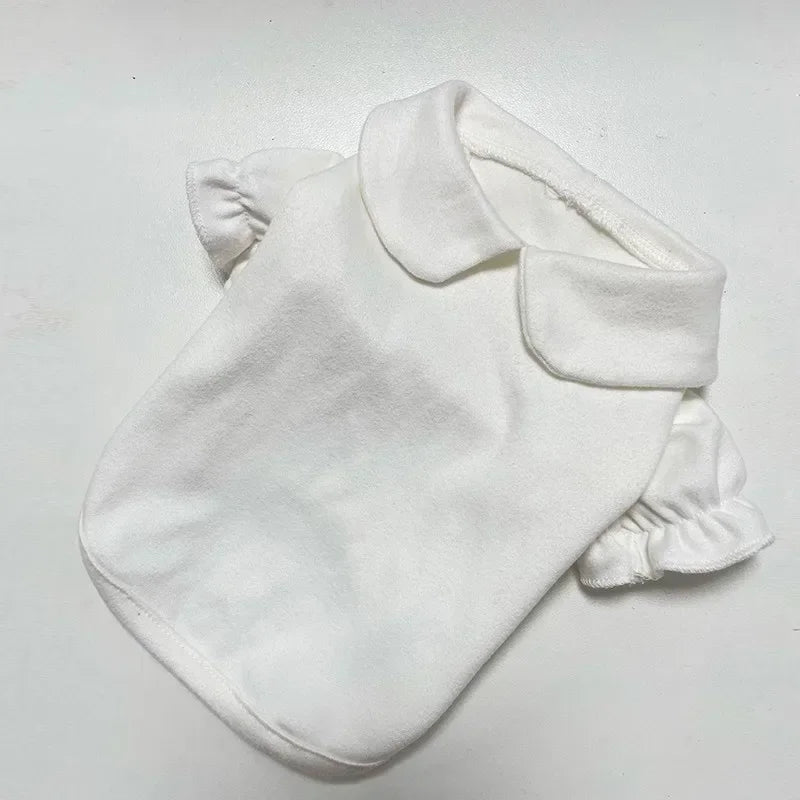 Puppy Bow Knot Dress Set Winter Warm Dog Clothes Pet Christmas Princess Dress Teddy Solid Color Skirt Send Clip